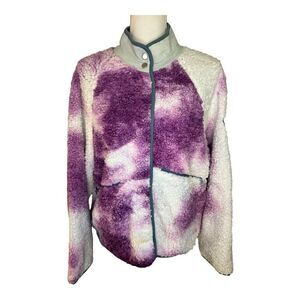 NEW Ivory Ella‎ Size Large Purple Tie Dye Snap Sherpa Jacket NWT
